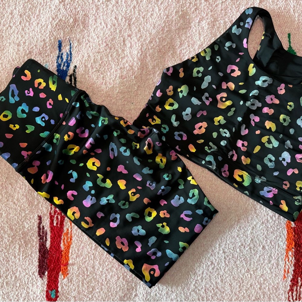 Terez Multicolor Cheetah Foil Print Activewear Set